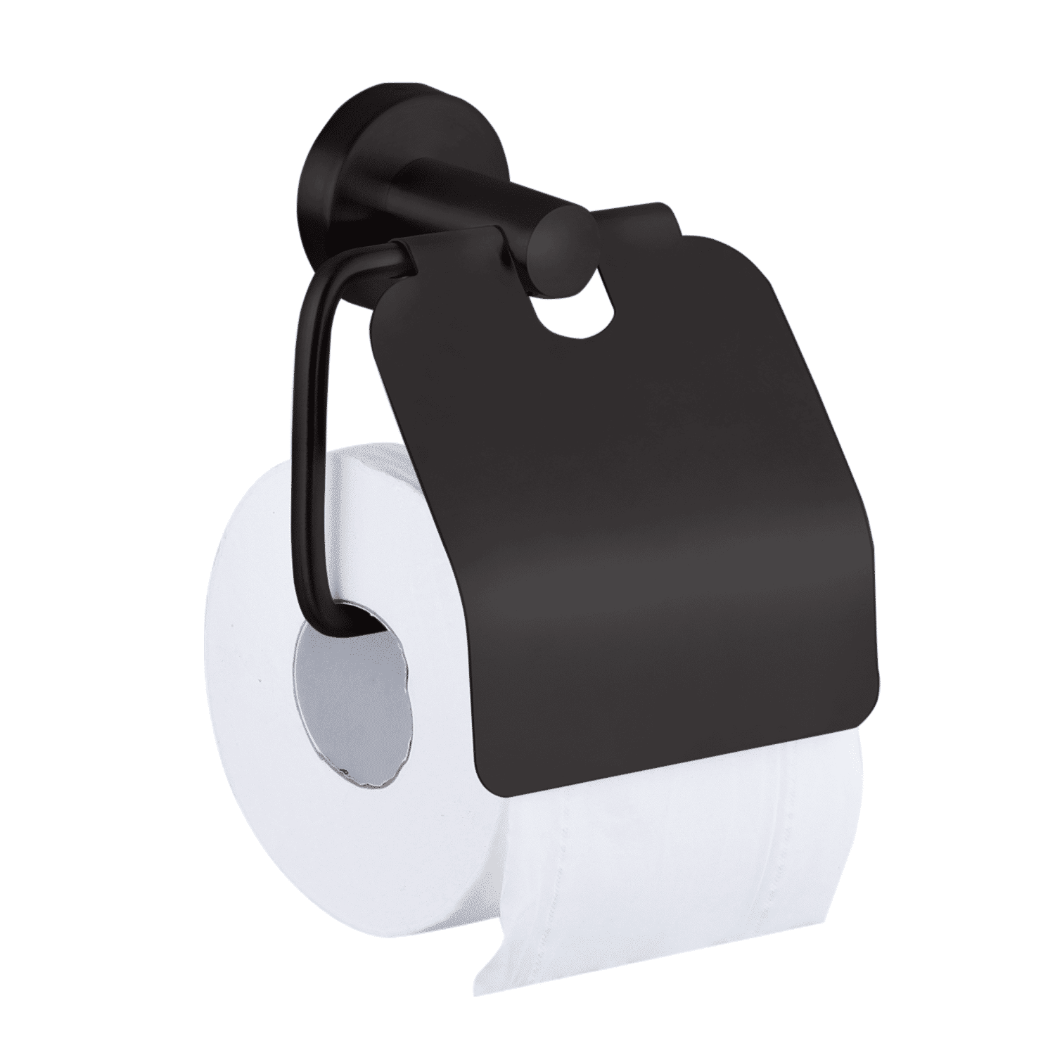 Toiletrolhouder met klep zwart RVS