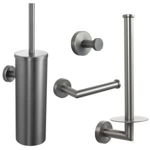 TocTen Dubbele Badhanddoekstang 60cm Geborsteld RVS - Zware Wandmontage Handdoekenrek Badkamer