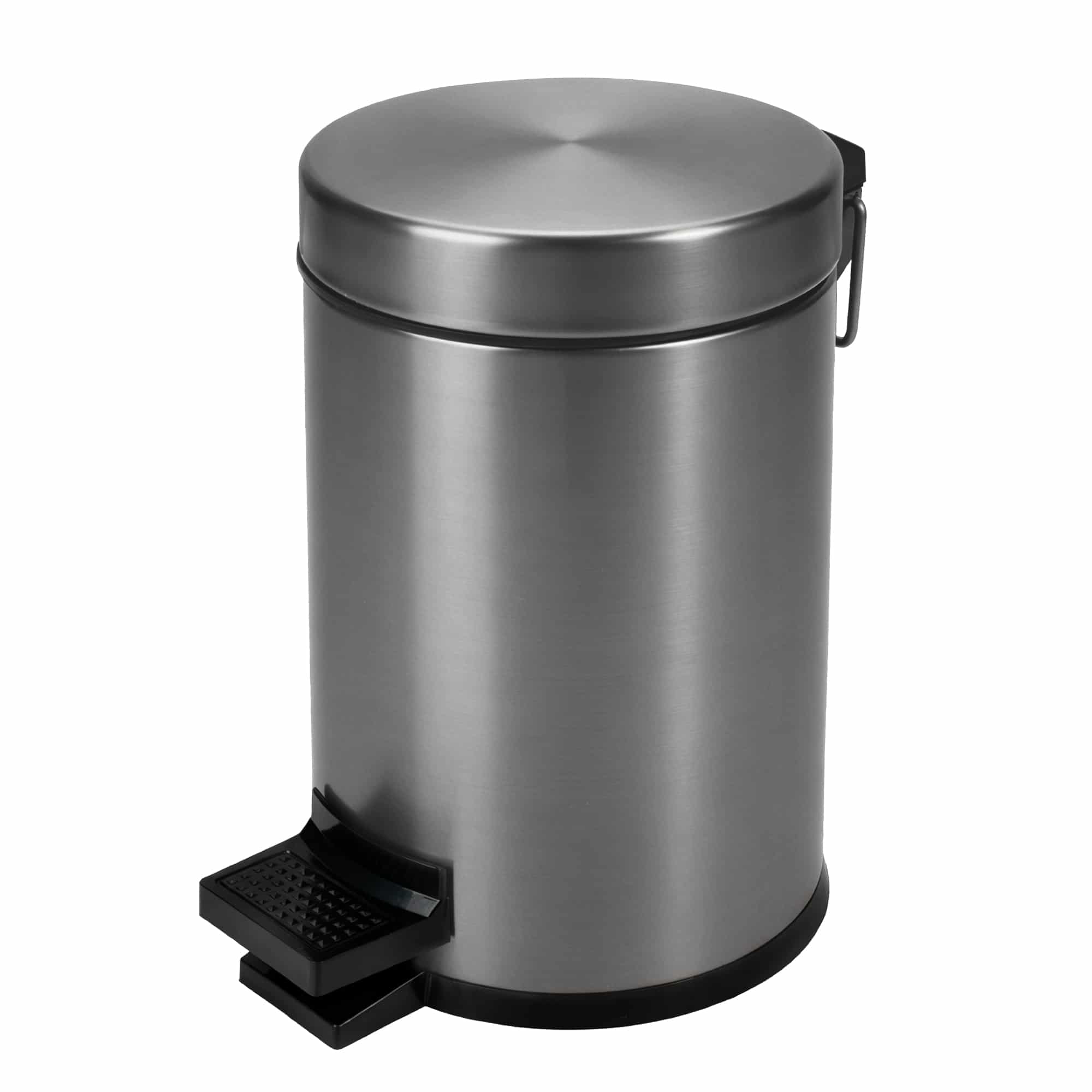 Gun metal pedaalemmer 3 liter van RVS met voetpedaal, vooraanzicht