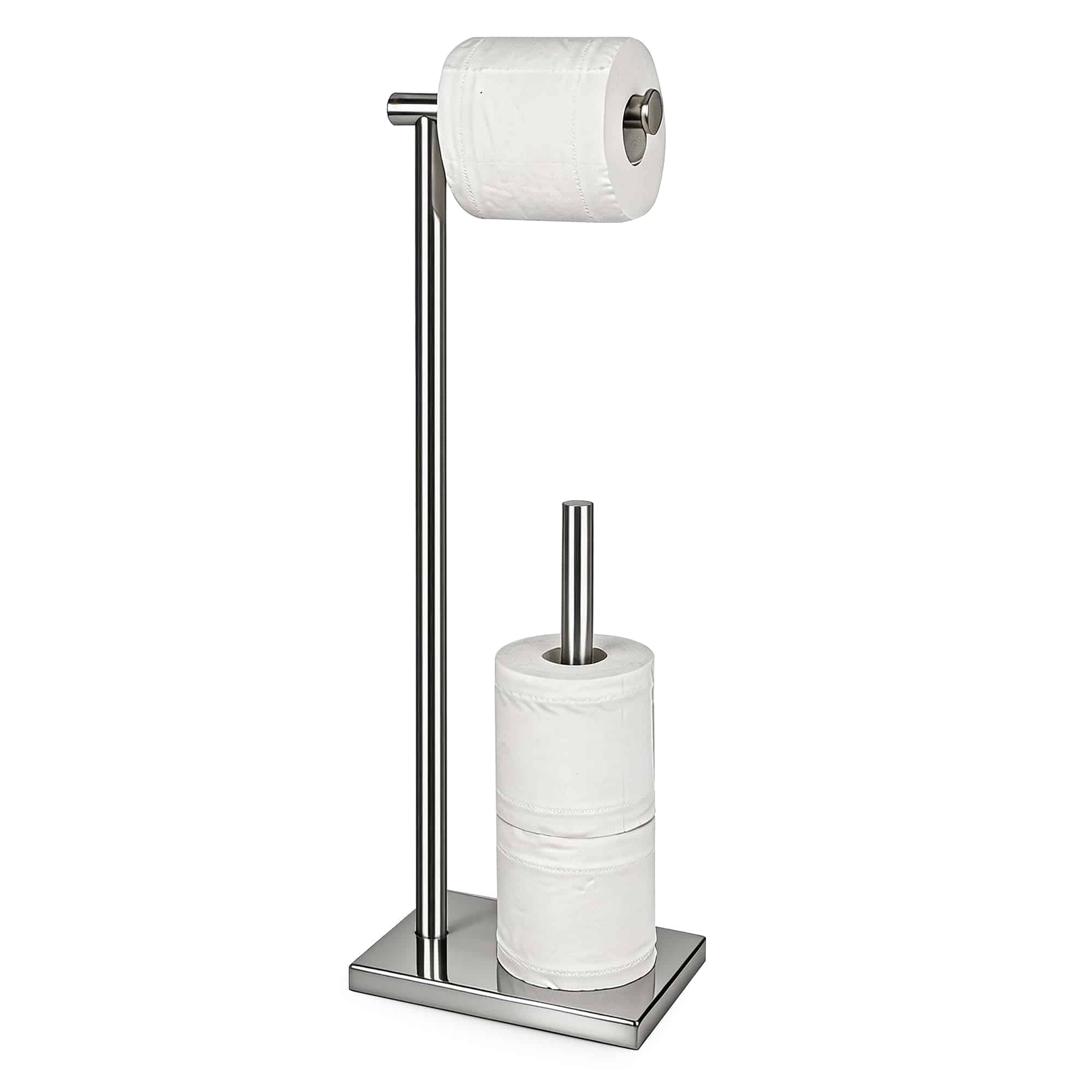 VDN Stainless staande wc-rolhouder met reserverolhouder in chroom