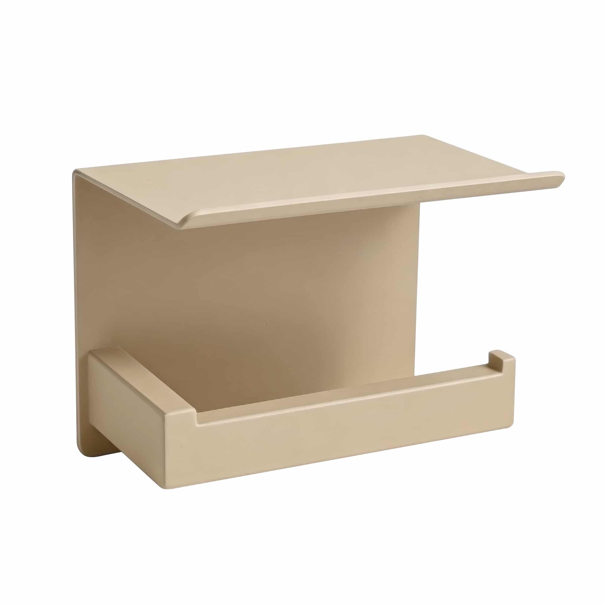 Zelfklevende toiletrolhouder mat beige met geïntegreerd plankje