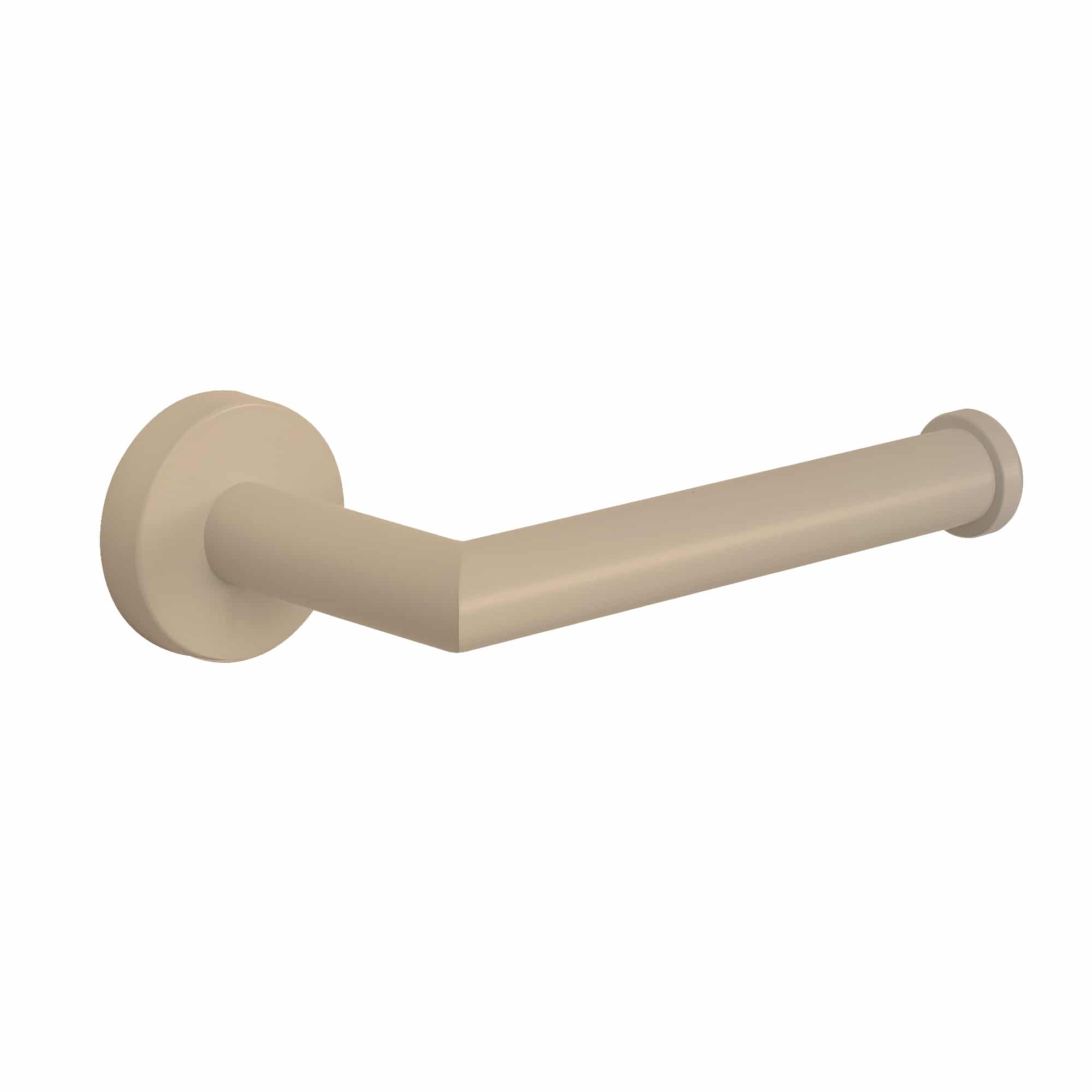 Toiletrolhouder mat beige van RVS met ronde wandrozet en open uiteinde