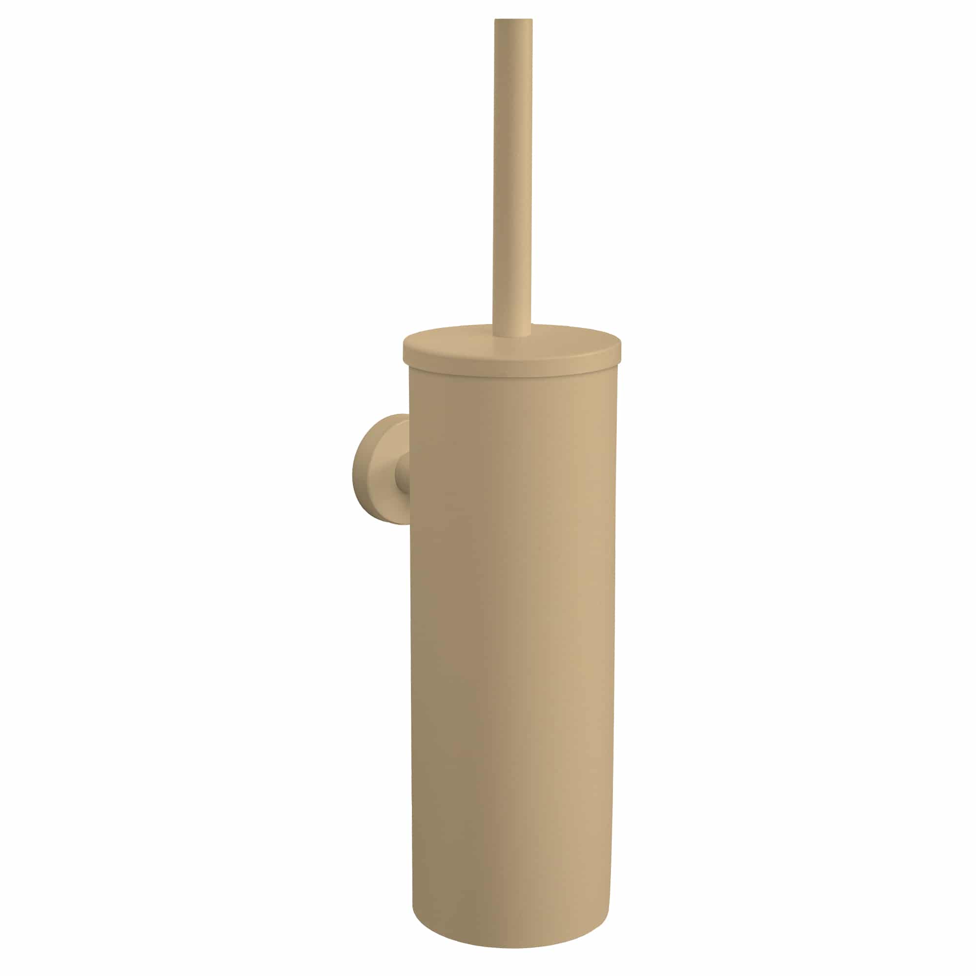 VDN Stainless hangende toiletborstelhouder mat beige van RVS met wandbevestiging en afsluitdeksel